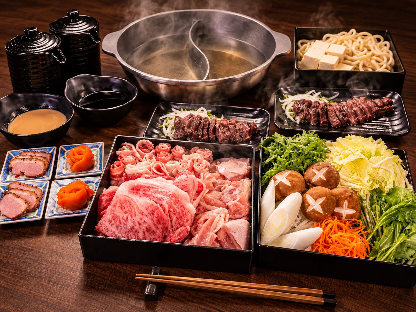 部屋食で囲む山梨ブランド肉のしゃぶしゃぶ